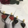 Boucles d'oreilles Mimiyagu Vintage grand coeur rouge goutte pour femmes personnalité bijoux accessoire