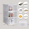 Boîtes Bacs en plastique avec couvercles Boîte organisateur de chaussures Sneaker Bacs de rangement pliables Conteneur empilable Pliable W0428