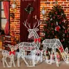 Christmas Decorations 3pcs Set Elk Deer With Lighting Strips Glowing Glitter Reindeer Outdoor Garden Festival Ornament Decor 231127