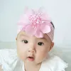 Cute Artificial Flower Elastic Wide Hairband Baby Girls Soft Comfortable Nylon Headband Infant Headwear Party Decoration
