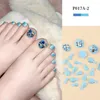 False Nails 24pcs Foot Tips Square Short Full Cover Glitter Sequins Aurora Dazzle French Fake Toenails
