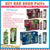 Original UZY BAR 8000 Puffs Stylo Vape jetable 18 ml Pré-rempli Pod Mesh Coil Puffs 8000 E Cigarette Rechargeable Climatisation 0% 2% 3% 5%