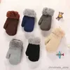 Children's Mittens Cartoon Baby Gloves Warm Knitted Full Finger Gloves Cartoon Plush Thick Warm Baby Gloves Children's Hanging Neck Gloves Gifts