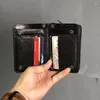 Carteras Mini monedero para hombre, cartera corta de cuero Retro para hombre, tarjetero pequeño, bolsa para documentos de conducción, piel de vaca Vntage 2023