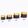 5g 10g 15g 20g 30g 50g amberbruine glazen fles Gezichtszalfpotje Hervulbare flessen Cosmetische make-up opslagcontainer met goud zilver Bl Trrl