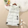 Women's Vests Jacket Sleeveless Waistcoat Winter Underwaist Coat Long Hooded Quilted Puffer Vest Female Warm Thicken Outwear