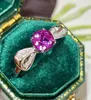 Cluster-Ringe LR Rosa Saphir-Ring Echte reine 18 K natürliche lila Edelsteine 1,53 ct Diamanten Stein weiblich