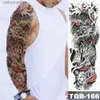 Tatoeages Gekleurde Tekening Stickers Groot Formaat Waterdichte Tijdelijke Tattoo Stickers Prajna Demon Koi Draak Flash Tatoo Man Body Art Overdraagbare Fake Sleeve TattoL2