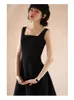 Casual Dresses Classic Little Black Dress Vintage Spring Hepburn Style High Waist Temperament Thin Slim Retro Lady Female Vestidos