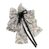 Hair Clips French Vintage Floral Bow Tie Ribbon Grab Clip Hairpins Back Head Barrettes Woman Accessories