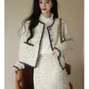 Abito a due pezzi Primavera coreano Tweed di alta qualità Set Designer di lusso Giacca a maniche lunghe Una linea Mini gonna adatta allo stile vintage 231127