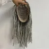 16 inches Indian Virgin Human Hair Replacement 7x9 Grey Dreadlocks Mono Toupee for Black Men