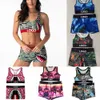 Cartoon trainingspakken dames sneldrogend vest en shorts tweedelige set sport fitness boxer ontwerper gedrukte letter camouflage outfits