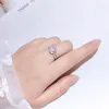 Anéis de casamento Rodada de quatro joias de zirconia de luxo para mulheres noivado do dia dos namorados Jewlery