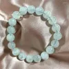 Strang Damen Herren Armband Natur Aquamarine Rund 11-12 mm Perlen 19 cm/Stück Nicht Glas Wirklich Kristall Für Geschenk Gefärbte Farbe