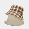 Bérets chapeau double face femme style japonais artistique plaid extérieur décontracté soleil ins voyage couple seau