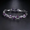 Link Bracelets NoEnName_Null Luxurious Purple Cz Bracelet Unique Design Pink Gold Color Pear Cut Cubic Zirconia For Women Chain