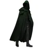 Trenchs d'hommes à capuche solide lâche hommes manteau noir manteau coupe-vent médiéval chic hiver longue cape poncho hommes moine vestes d'extérieur