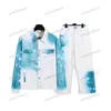 Xinxinbuy Men Designer Coat Jacked Tie Dye Letter Printzakken Lange mouw Vrouwen Zwart Khaki Gray Blue S-2xl