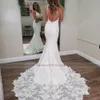 Party Dresses Romantic V Neck Mermaid Wedding Dress 2023 Spaghetti Lace Applique Backless Long Bridal Gown Formal Bride Woman Wear 230427