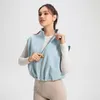 LU-538 With Logo Winter Fitness Jacket Women's Cold-proof Warm Vest Running Sports Vest Yoga Wear