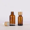 30 ml 50 ml Clear Amber Glass Droper Bottle With Bamboo Cap 1oz Glass Coles For Essential Oil SUVSB