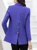 Ternos femininos elegantes blazer 2023 em preto roxo café escritório senhoras casual manga longa único botão jaqueta roupas femininas