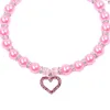 Dog Apparel XKSRWE Beads Necklace Collar Rhinestones Bling Heart/Bone Charm Pet Puppy Jewelry For Female Dogs Cats