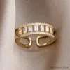 Anneaux de mariage bijoux délicats zircone géométrique anneaux réglables pour les femmes couleur or 14K bagues de fiançailles cadeau R231128