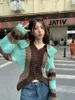 Suéteres femininos Korobov Grande Lapela Design Camisola Contraste Cor Redução de Idade Y2K Mulheres Roupas Pull Femme Outono Slim Mohair Knitwears