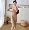 Sukienki swobodne 2023 Jesien Knited Dwuczęściowy sukienki Eleganckie solidne luźne kardigan Strip SlimCon Kobiety delikatne ciepłe zestawy swetrów