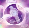 Popular Business Women's Lovers Watch Top Designer Quartz Movement Clock Full Diamonds Ring Digital Number Dial Business Leisure Bracelet Wristwatch Gifts