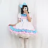 Vestidos casuais vestido anime cosplay vestido de empregada rosa azul renda guarnição avental vestidos uniforme bonito gato empregada trajes trajes