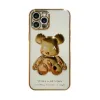 Ny lyxig 3D -plätering Violent Bear Phone Case för iPhone 14 13 Pro Max 12 11 Tecknad transparent TPU -stötsäker täckning ZZ