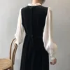 Szygowana okrągła szyja sukienka damska jesień 2023 nowa francuska spódnica w stylu retro hepburn
