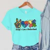 Frauen T Shirts Akzeptieren Liebe Und Verstehen Druck T-shirts Autismus Awareness Farbe Puzzle Block Tees Harajuku Koreanische Tops 2023