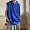 Men's T-skjortor Summer Solid Hooded Vest Fashion Niche Oversize Loose Causal High Street Sleeveless T-shirts Men toppar manliga sportkläder