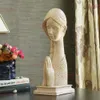 Namaste Lady Statue Welcome Lady Figurines Collectibles Home Decor Sandstone Sculpture Ornament - Handmade Women Statue for Garden Outdoor I