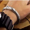 Kedja Real Solid S925 Pure Silver Hand Woven Vintage Mighty Men Bangle Birthday Present Personlighet Kölarmband 231128