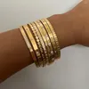 Bangle Waterproof White Cubic Zirconia Bangles Stainless Steel Open Bracelets 18K Gold Plated Jewelry Factory Wholesales Customize