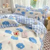 Bedding sets Ins Pink Princess Lace Love Heart Duvet Cover case and Bed Skirt Sheet for Girls Linen 4pcs Home Textilesvaiduryd