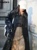 Fur Lautaro Spring Oversizezed Długa Zielona Czarna Miękka PU skórzana płaszcz dla kobiet Raglan Sleeve Belt Single Beded Fashion 2022