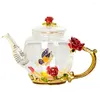 Zestawy naczyń obiadowych Teapot Teapot Glass Filtr Ceramic Filtr Zestaw Flower Polej sitek kawa herbaciarnia