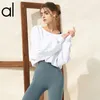 AL Yoga Cropped Sweatshirts Jogger Fiess Tops Short Loose Jacket Laidback Streetwear Smock Sports Dance Long Sleeved T-shirt Beautiful Outside Cover Up