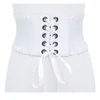 Ceintures cravate en cuir PU dentelle ceinture réglable large ceinture taille Corset femmes élastiques Cummerbunds