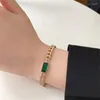 Hänghalsband koreanska eleganta gröna zirkonsmycken för kvinnor Tasselkedjor Kokerhalsbandörarörningar Armband Retro Party SL527