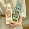 ウォーターボトルカワイイ女の子のためのかわいいプラスチックサマースクールのための水筒ストロージュースバブルティーカップ付きドリンクボトルbpa無料700/900ml 230428