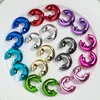 Hoop Ohrringe FishSheep Metallic Farbe Unregelmäßige C Form Für Frauen Geometrische Acryl Twisted Kreis Y2K Schmuck Geschenke
