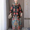 Ubranie etniczne Chińskie stojaki Kobieta Kobieta z długim rękawem luźne qipao chmura przędza mama sukienka nadruk kwiaty Cheongsam Summer vestidos