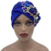 Ethnic Clothing 2023 Rhinestone Bouquet Women's Turban Hat Ready African Headtie Shinny Female Party Headgear Muslim Wrap Head Bonnet